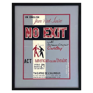 Jean Paul Sartre 'No Exit' Original French Silkscreen Theatre Poster