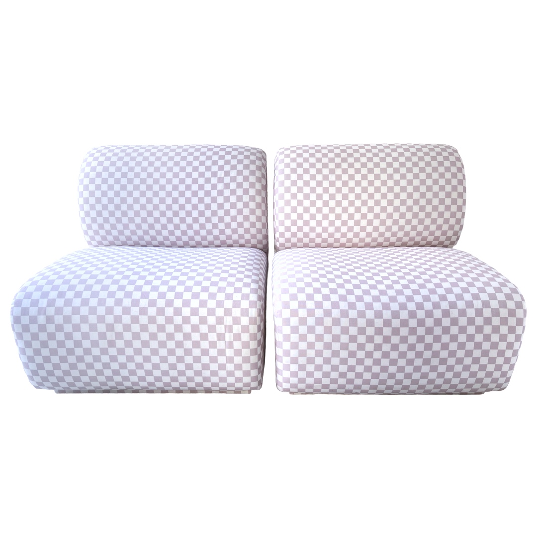 Skyline Furniture Dusty Mauve Checkerboard Slipper Chair Pair