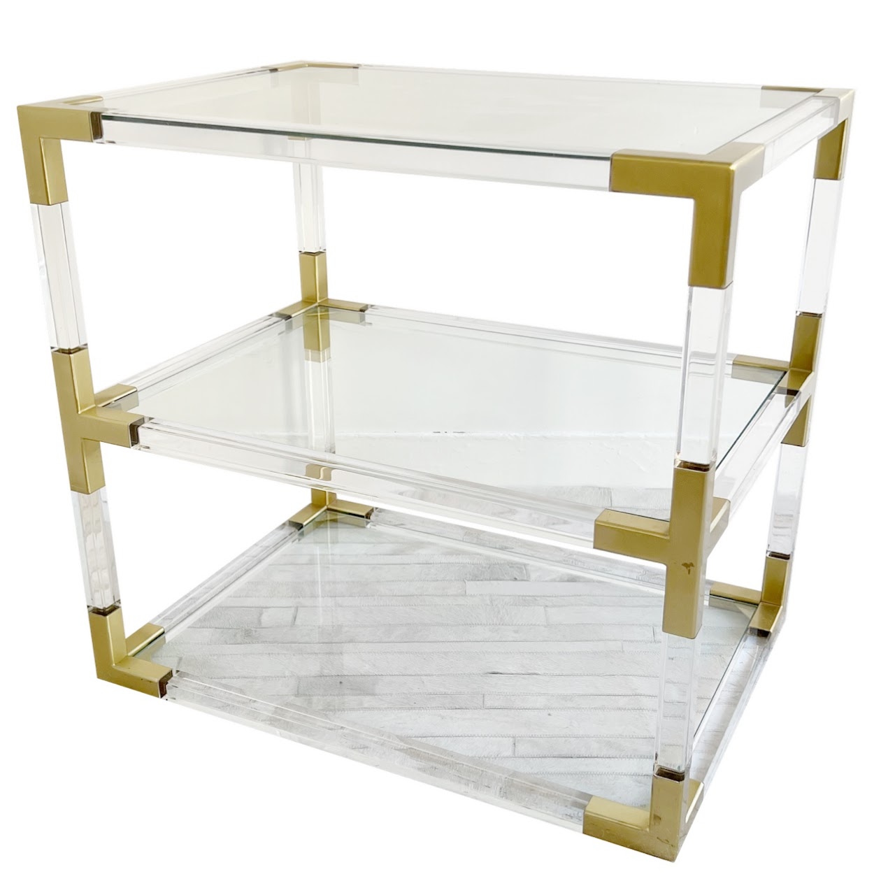 Jonathan Adler Jacques Acrylic and Brass Two-Tier Side Table #1