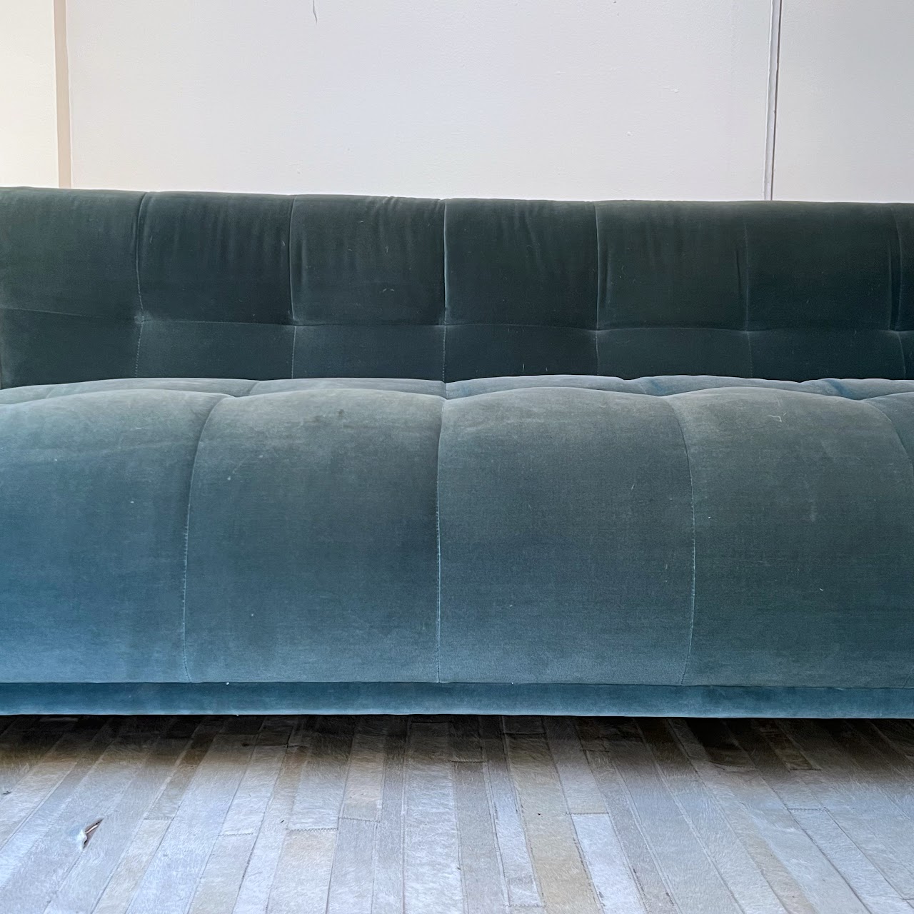 Jonathan Adler Claridge Teal Velvet Sofa