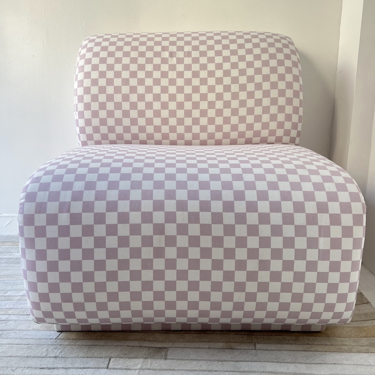 Skyline Furniture Dusty Mauve Checkerboard Slipper Chair Pair