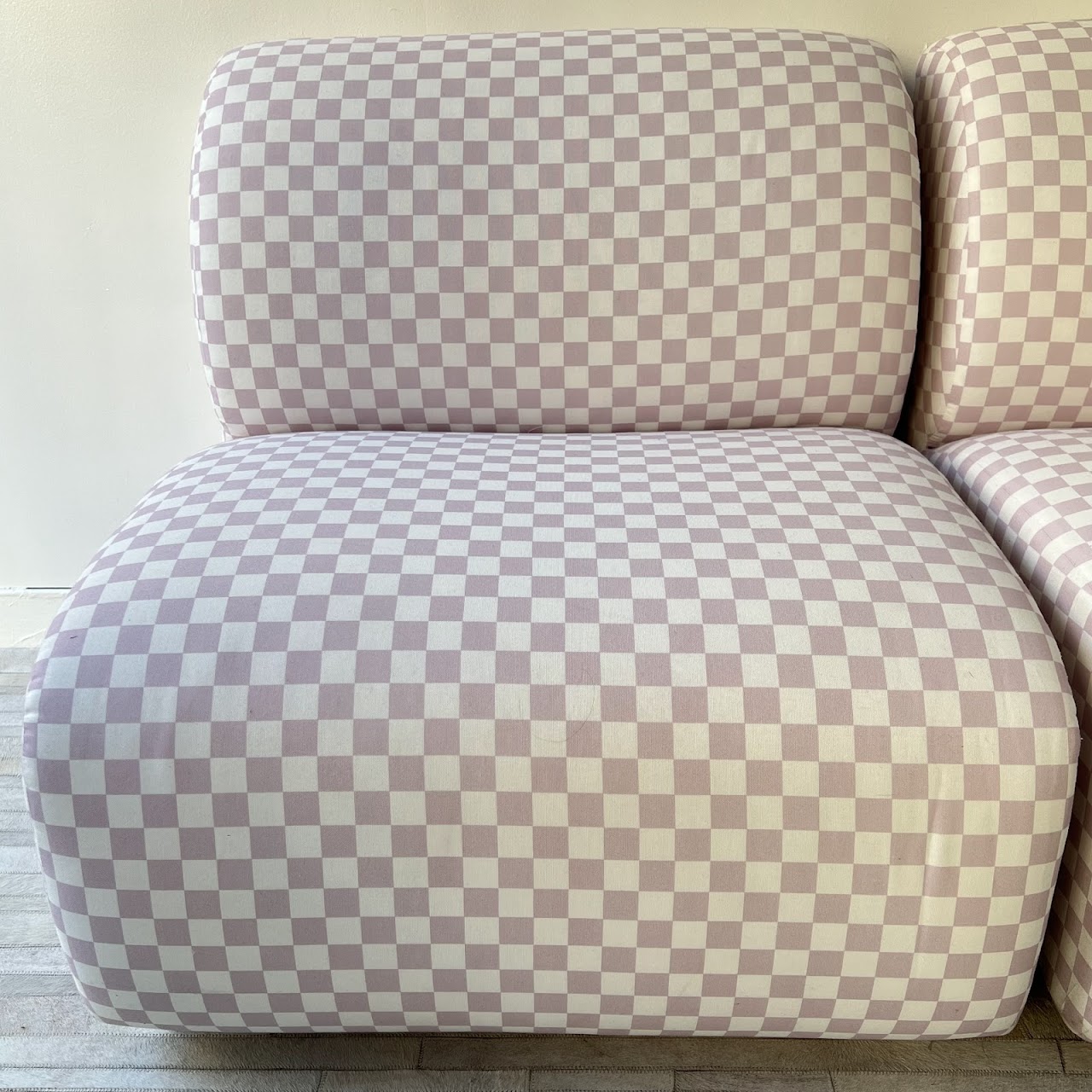 Skyline Furniture Dusty Mauve Checkerboard Slipper Chair Pair