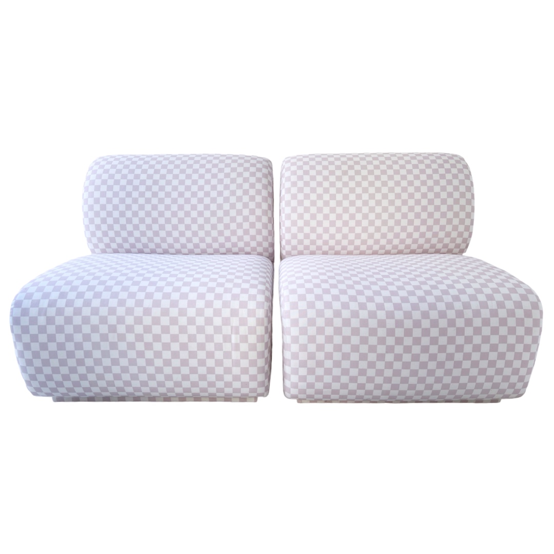 Skyline Furniture Dusty Mauve Checkerboard Slipper Chair Pair