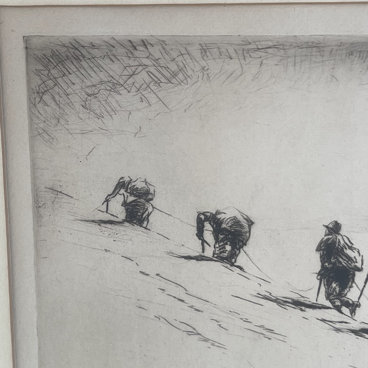 Levon West 'Mountain Climbers' Signed Drypoint Etching, 1928