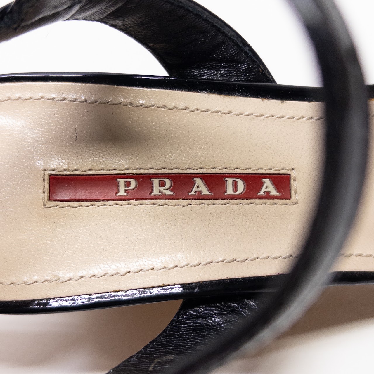 Prada Patent Leather Cork Wedge Sandals