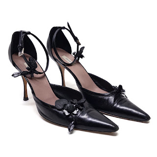 Prada Embellishment D'Orsay Ankle Strap Pumps