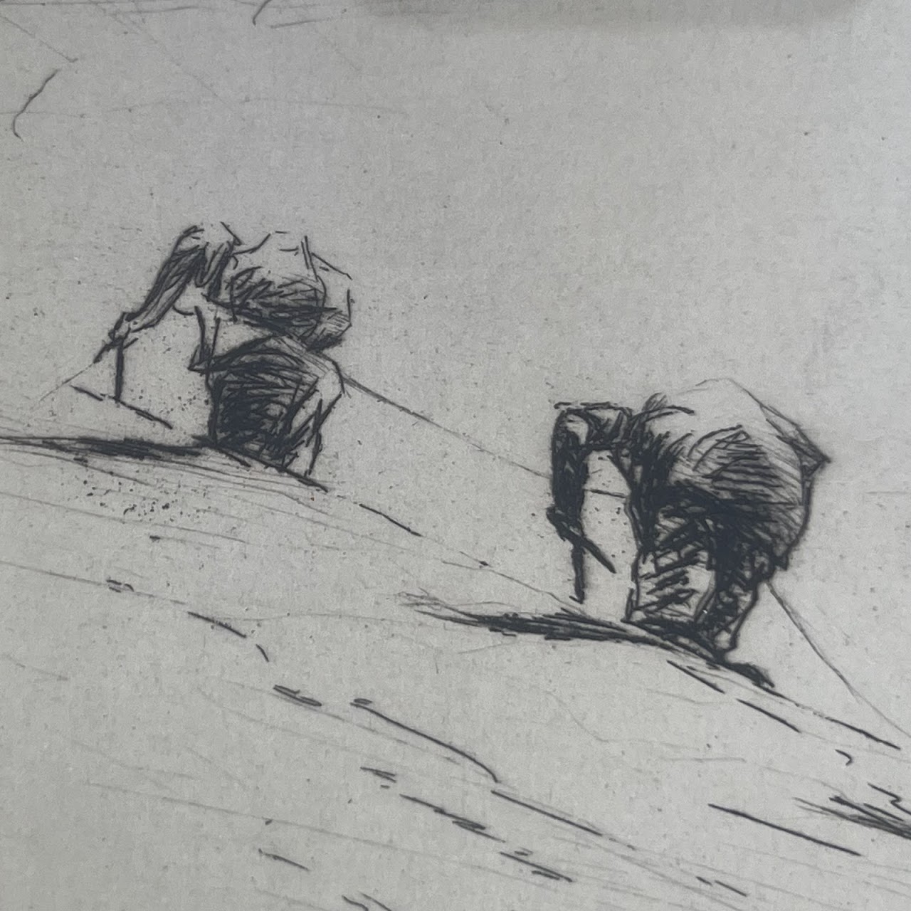 Levon West 'Mountain Climbers' Signed Drypoint Etching, 1928