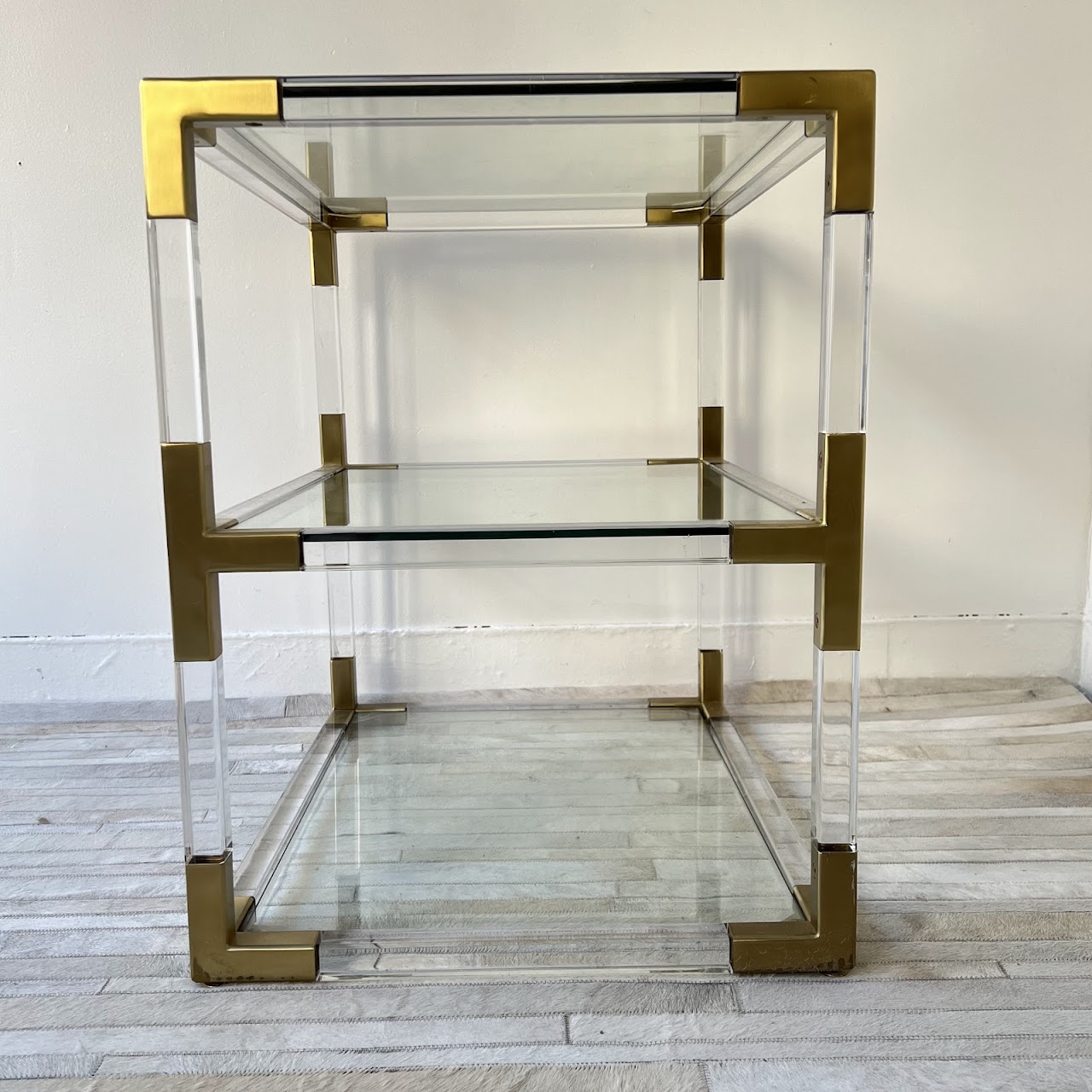 Jonathan Adler Jacques Acrylic and Brass Two-Tier Side Table #2