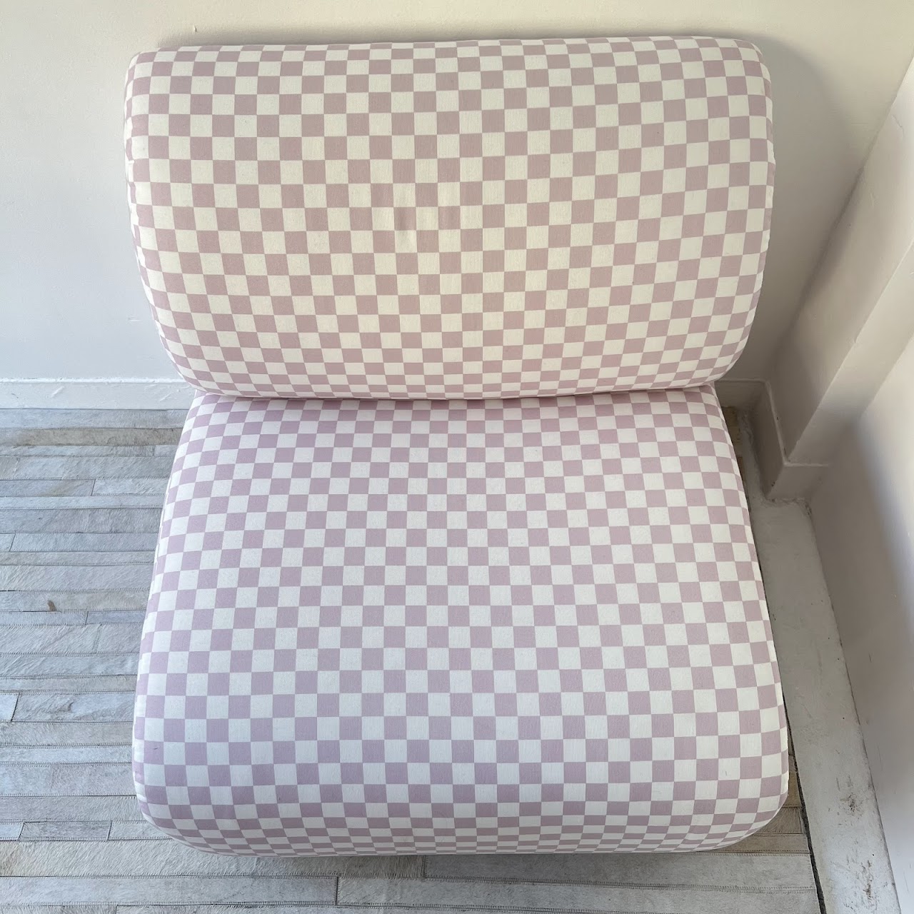 Skyline Furniture Dusty Mauve Checkerboard Slipper Chair Pair