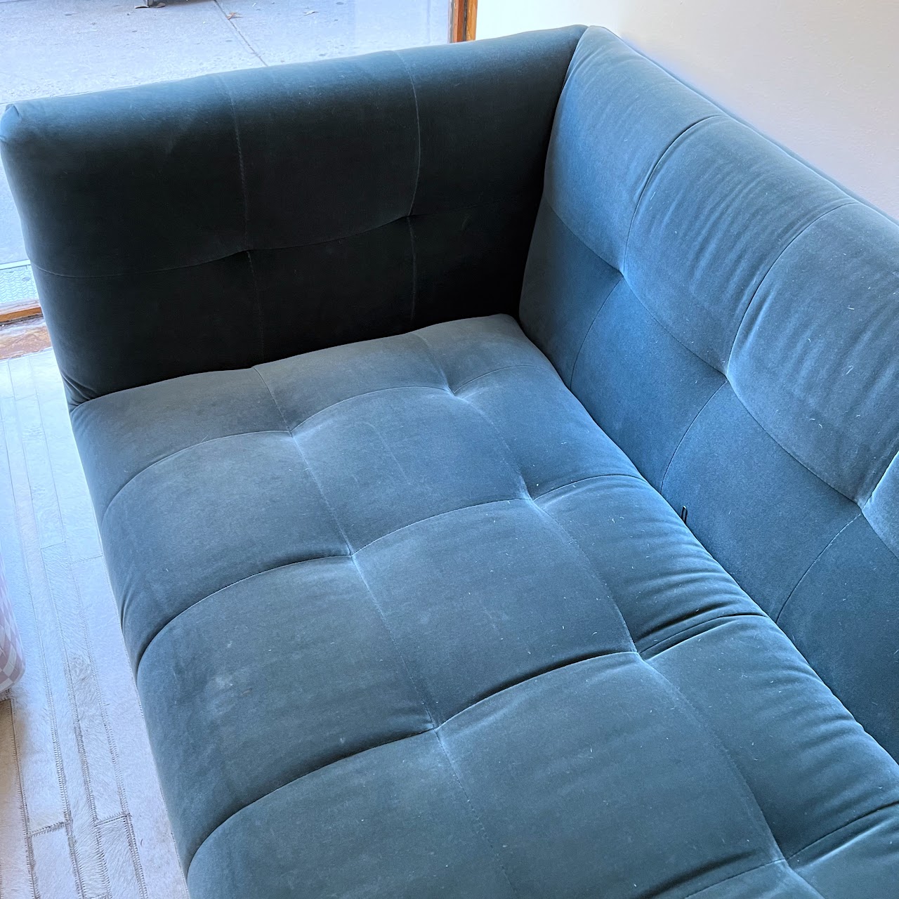 Jonathan Adler Claridge Teal Velvet Sofa