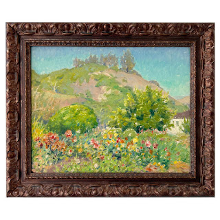 Abel George  Warshawsky 'My Garden, Monterey' Signed Oil Landscape Painting