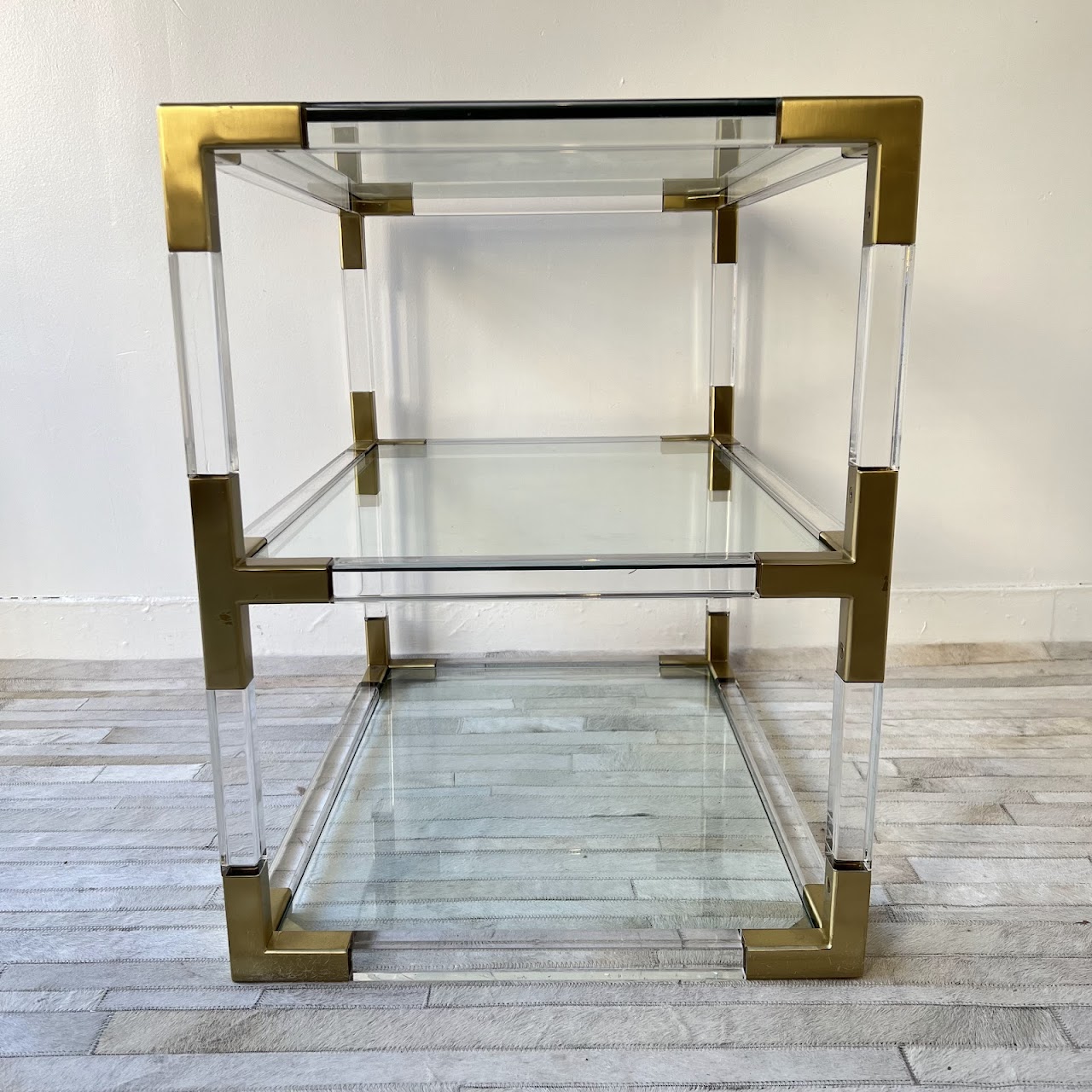 Jonathan Adler Jacques Acrylic and Brass Two-Tier Side Table #1