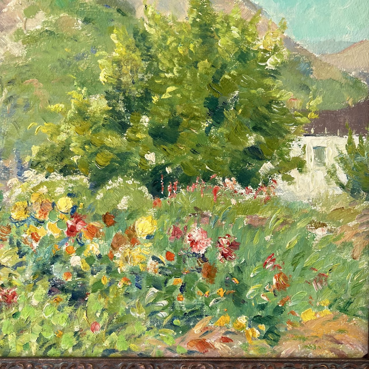 Abel George  Warshawsky 'My Garden, Monterey' Signed Oil Landscape Painting