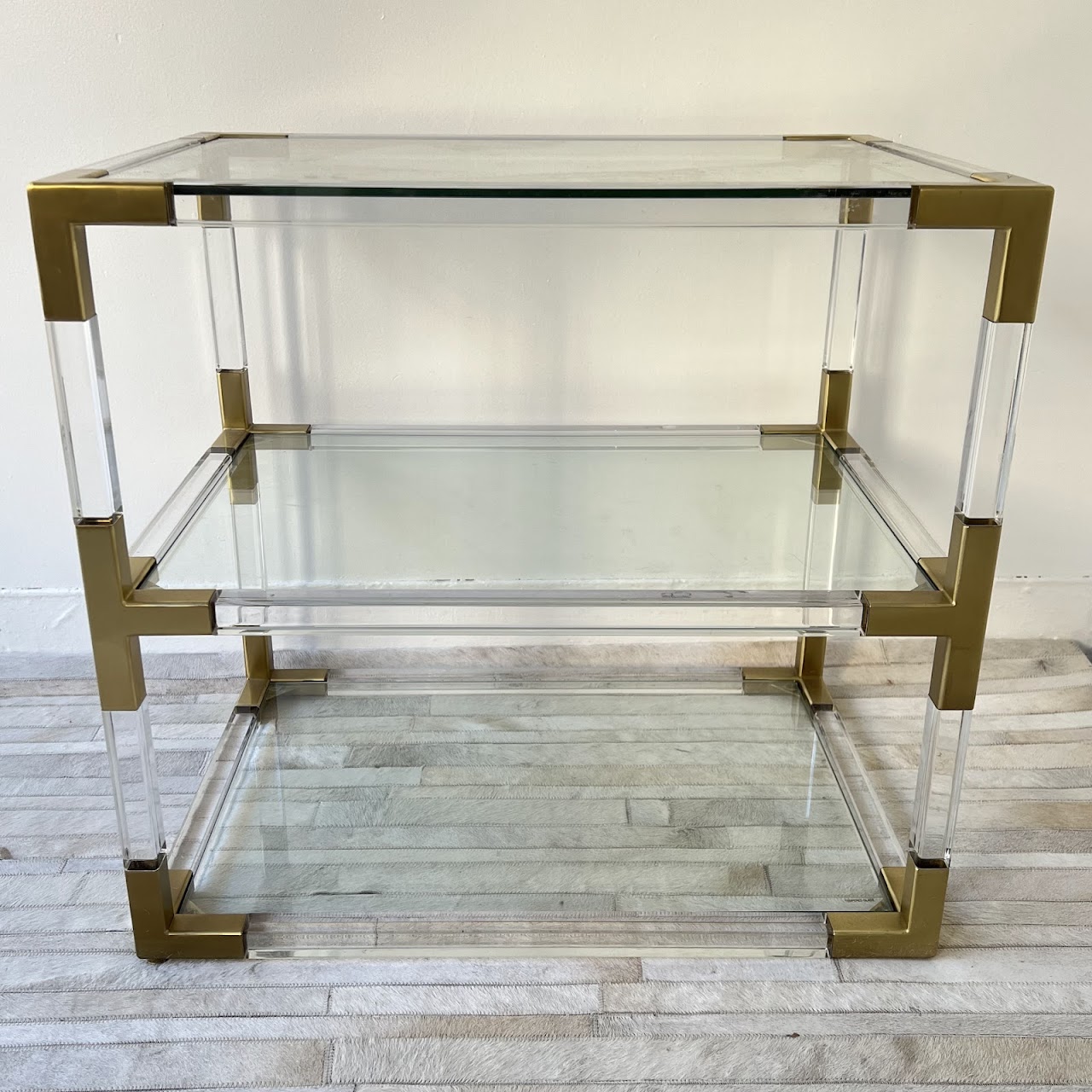 Jonathan Adler Jacques Acrylic and Brass Two-Tier Side Table #2