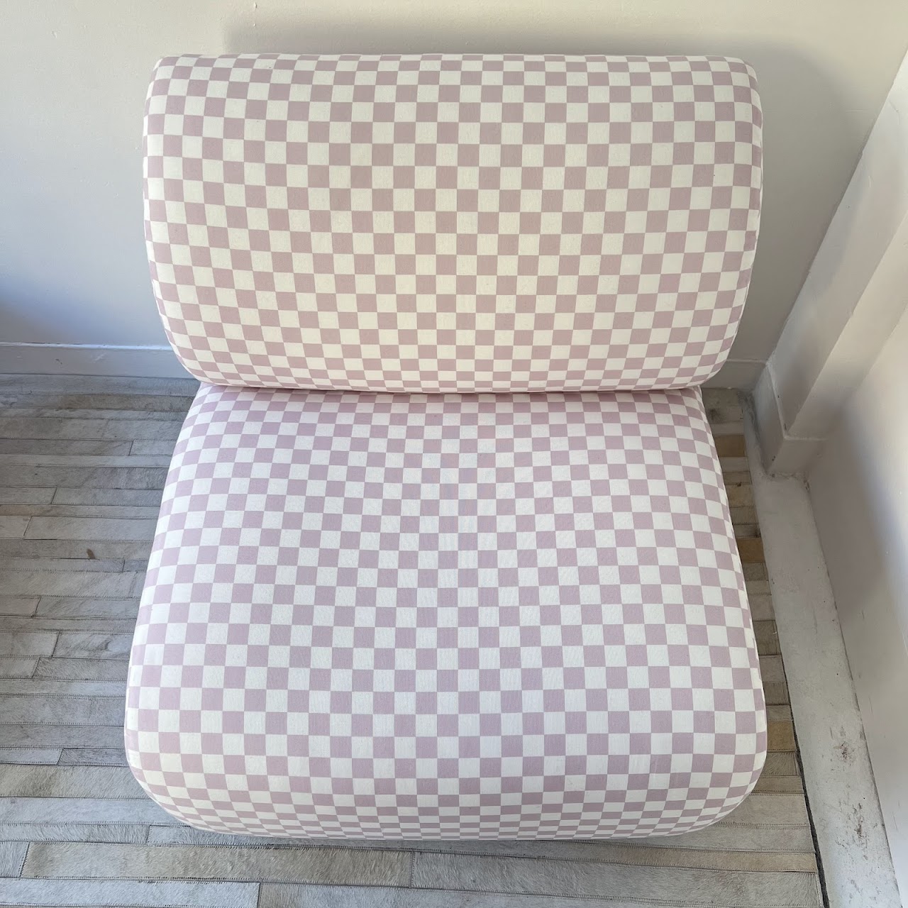 Skyline Furniture Dusty Mauve Checkerboard Slipper Chair Pair