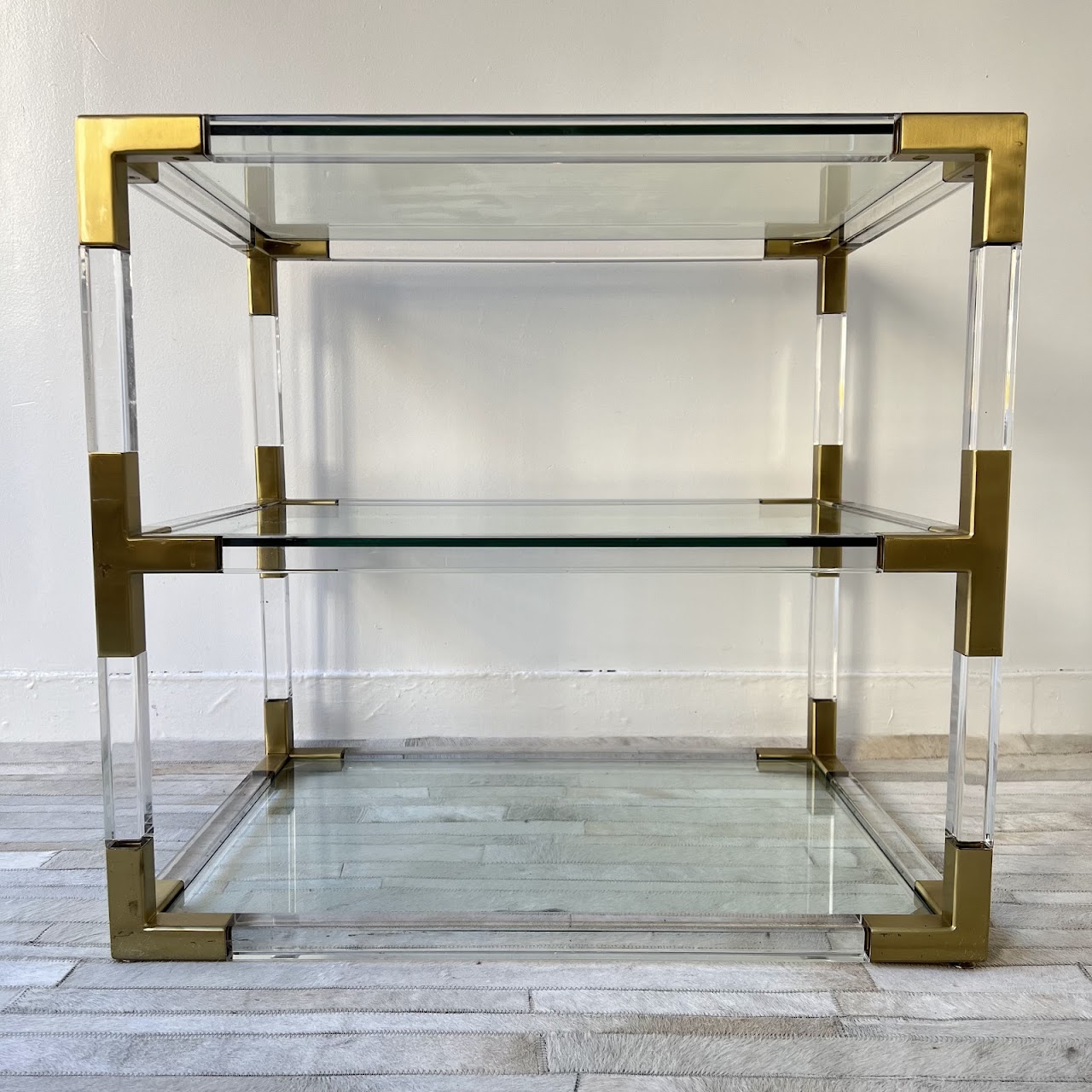 Jonathan Adler Jacques Acrylic and Brass Two-Tier Side Table #1