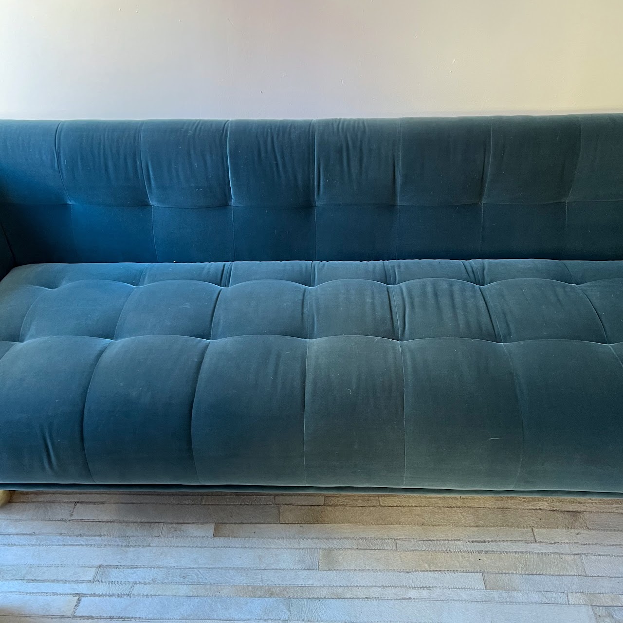 Jonathan Adler Claridge Teal Velvet Sofa