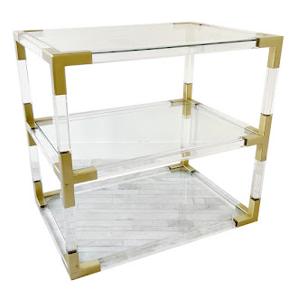 Jonathan Adler Jacques Acrylic and Brass Two-Tier Side Table #2