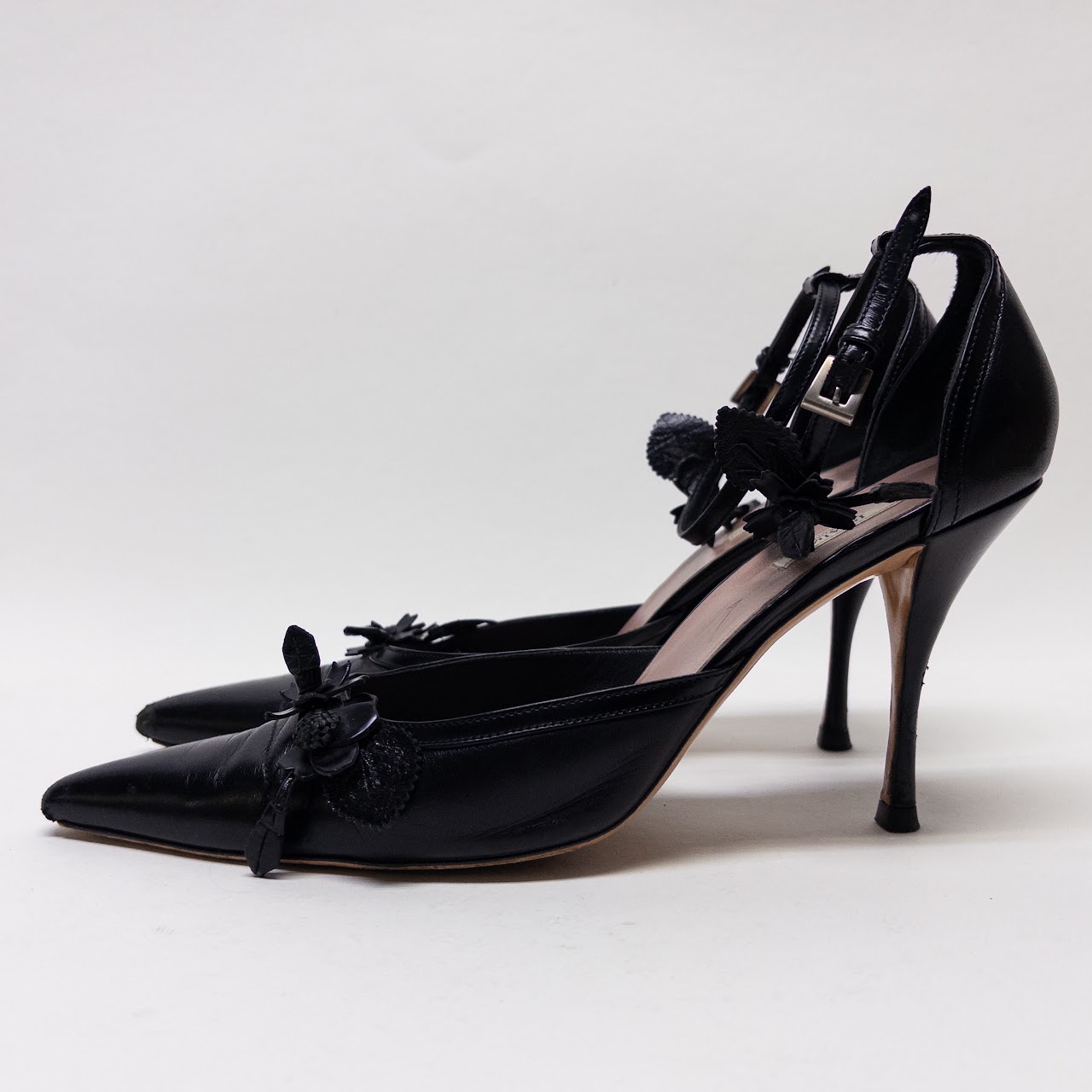 Prada Embellishment D'Orsay Ankle Strap Pumps