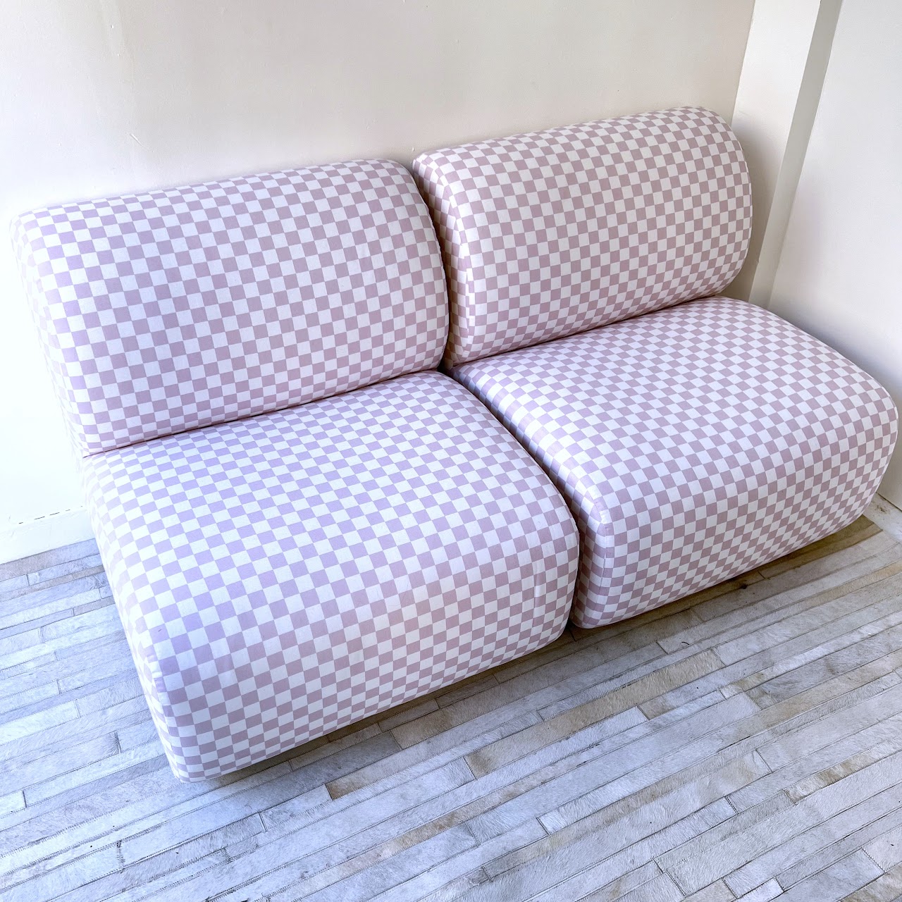 Skyline Furniture Dusty Mauve Checkerboard Slipper Chair Pair