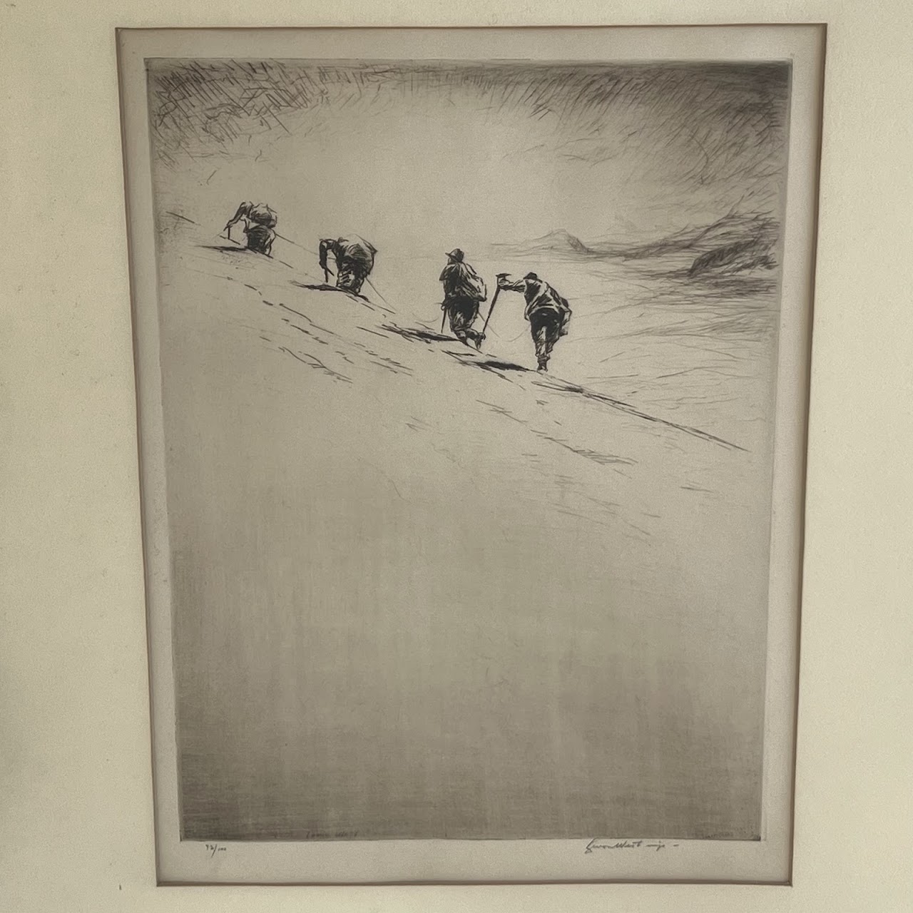 Levon West 'Mountain Climbers' Signed Drypoint Etching, 1928