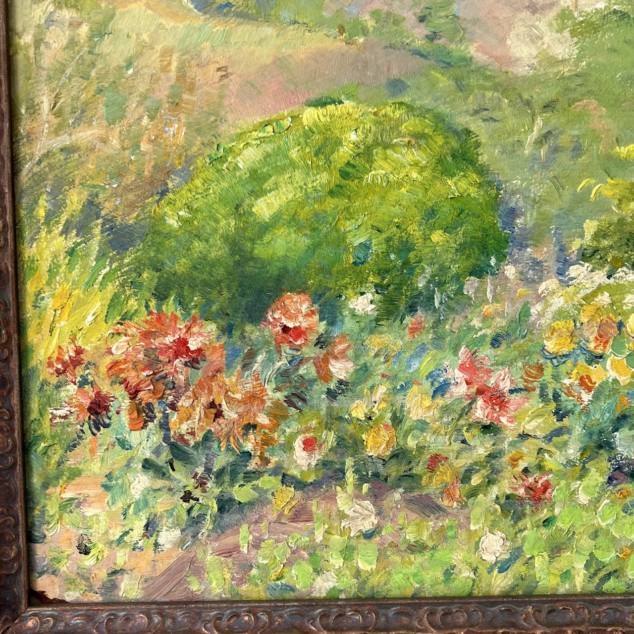 Abel George  Warshawsky 'My Garden, Monterey' Signed Oil Landscape Painting