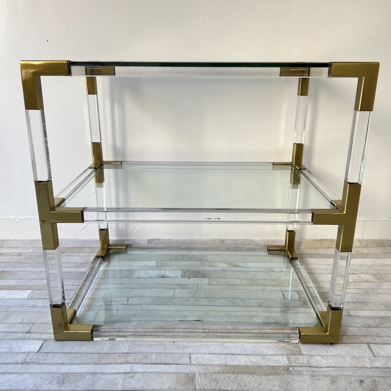 Jonathan Adler Jacques Acrylic and Brass Two-Tier Side Table #1