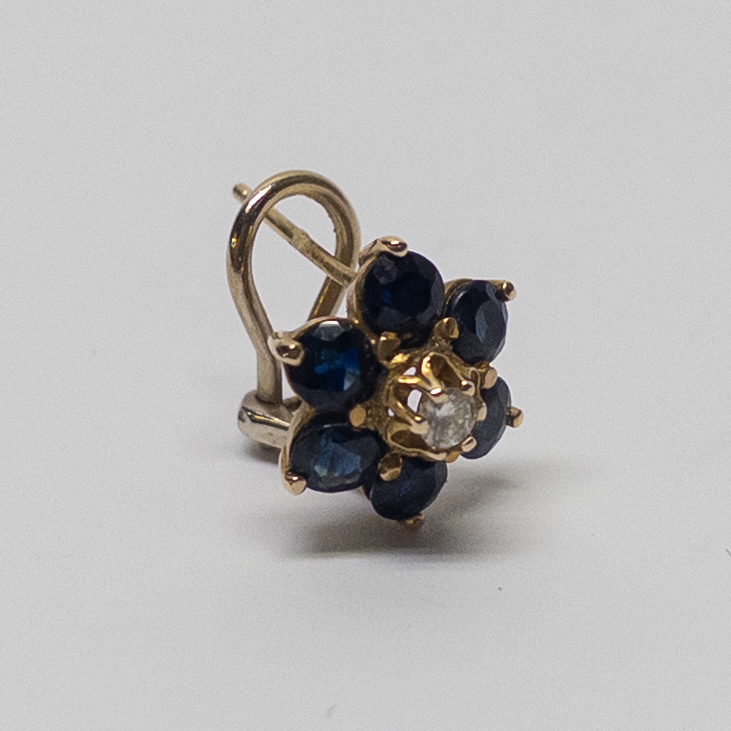 14K Gold, Diamond, and Sapphire Earrings