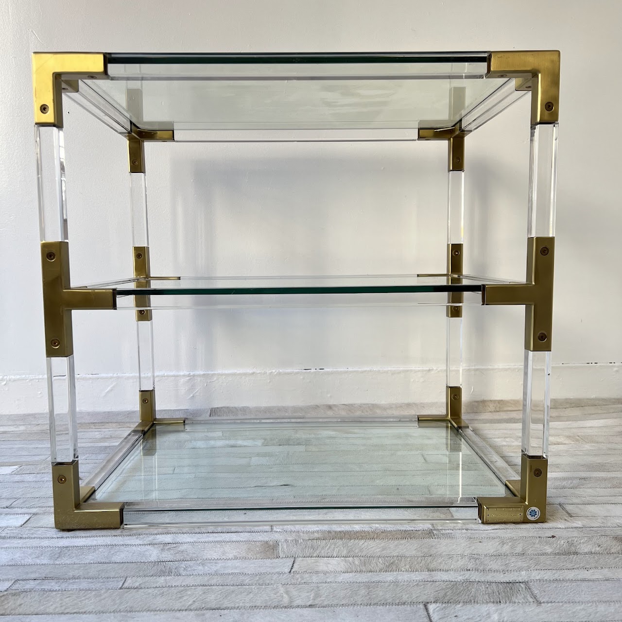 Jonathan Adler Jacques Acrylic and Brass Two-Tier Side Table #1