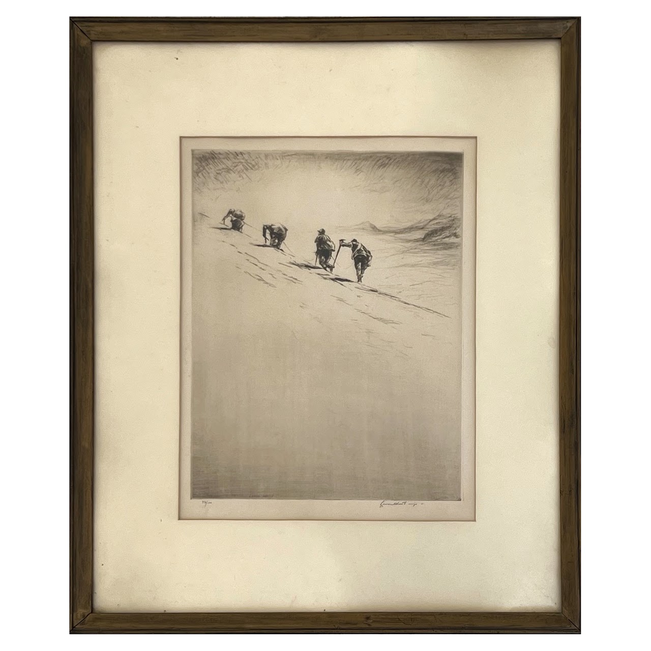 Levon West 'Mountain Climbers' Signed Drypoint Etching, 1928