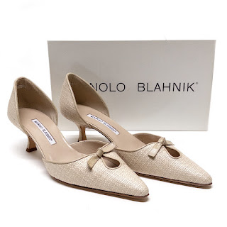 Manolo Blahnik New Ovedo Raffia Kitten Heels