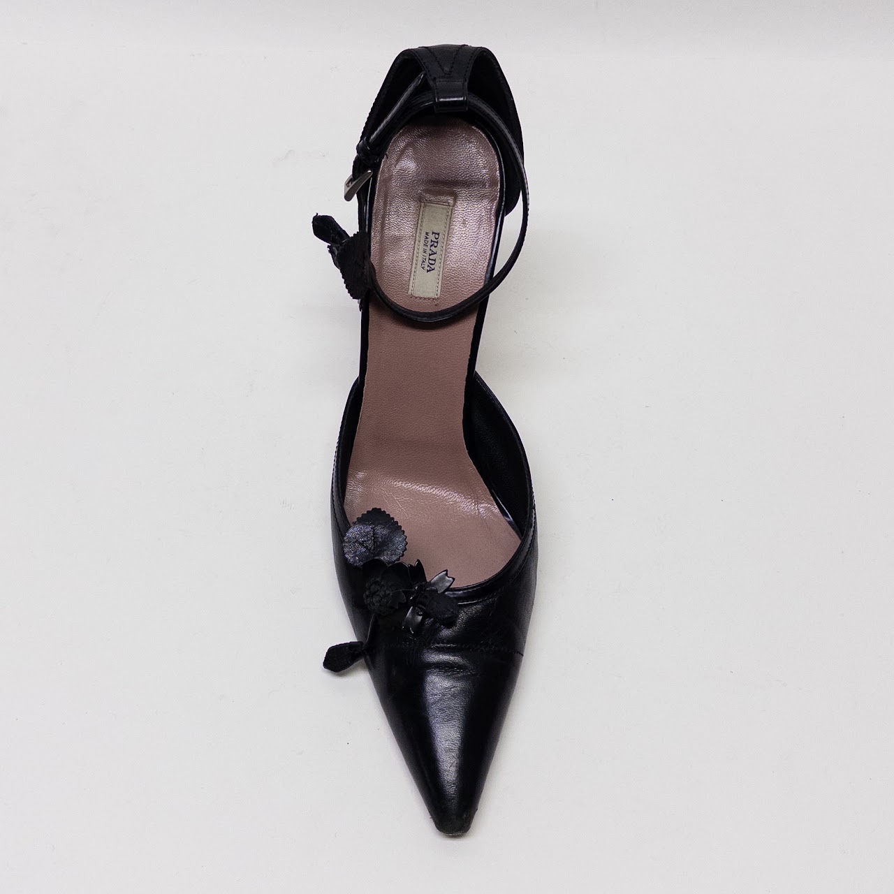 Prada Embellishment D'Orsay Ankle Strap Pumps