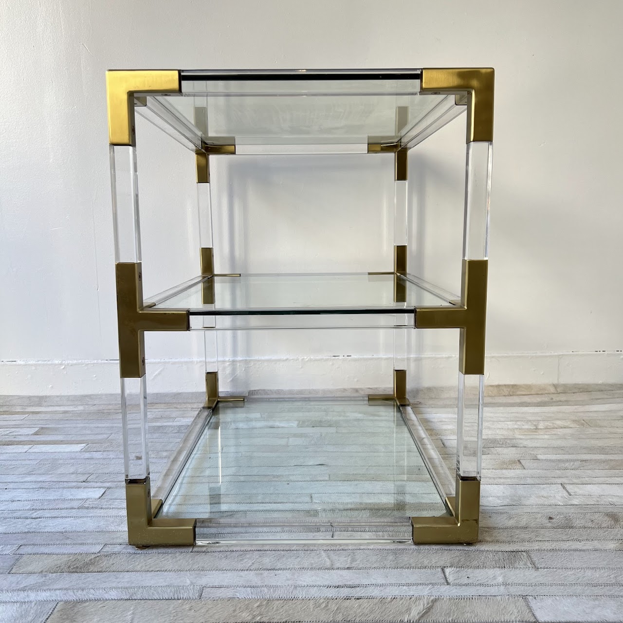 Jonathan Adler Jacques Acrylic and Brass Two-Tier Side Table #1