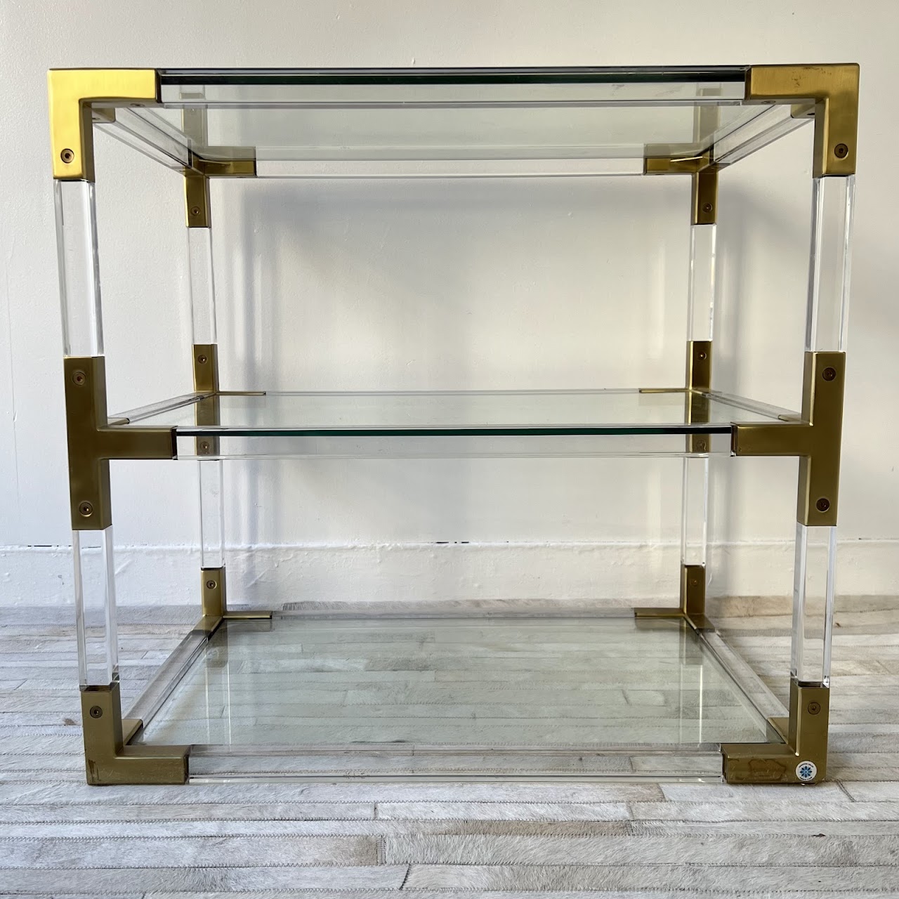 Jonathan Adler Jacques Acrylic and Brass Two-Tier Side Table #2