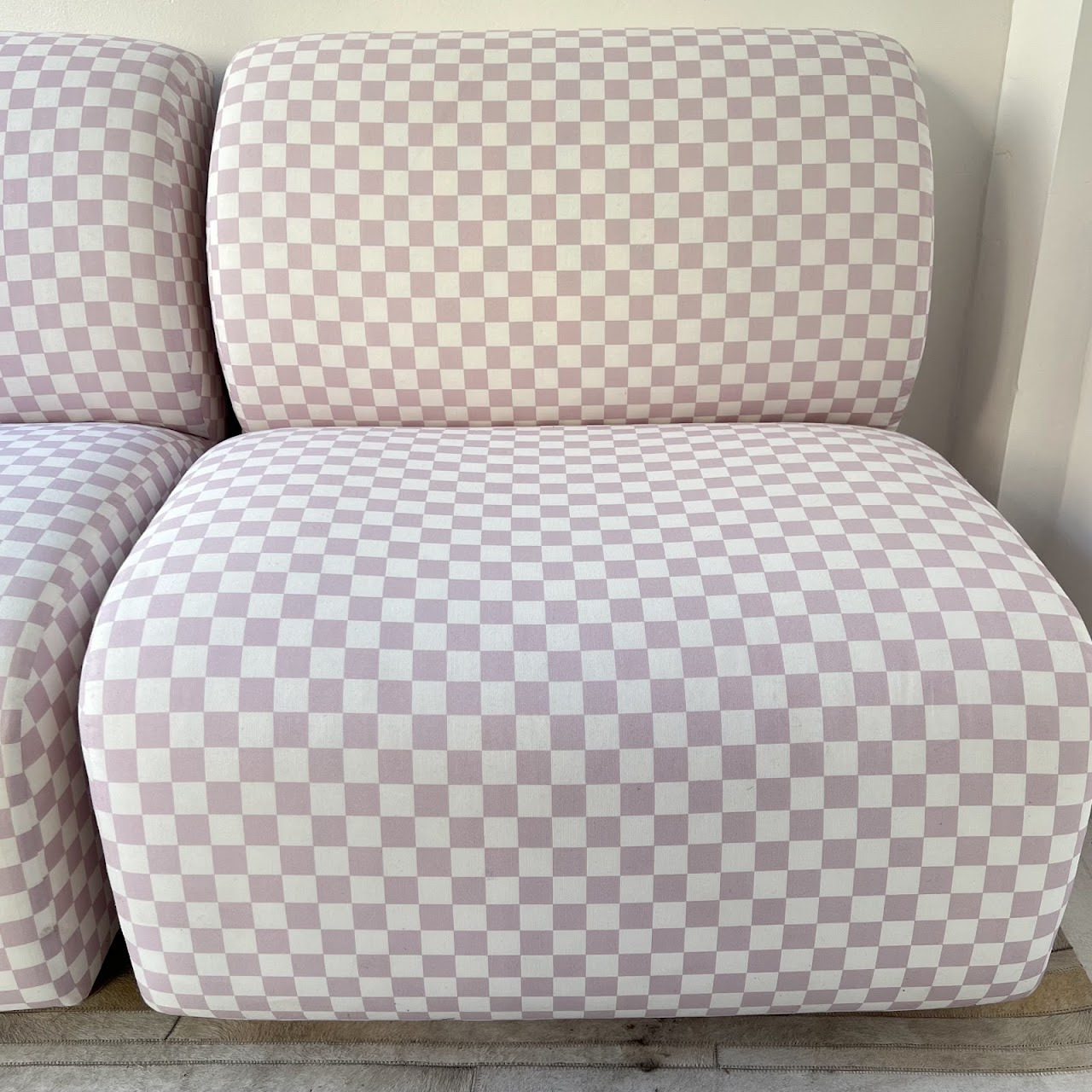 Skyline Furniture Dusty Mauve Checkerboard Slipper Chair Pair