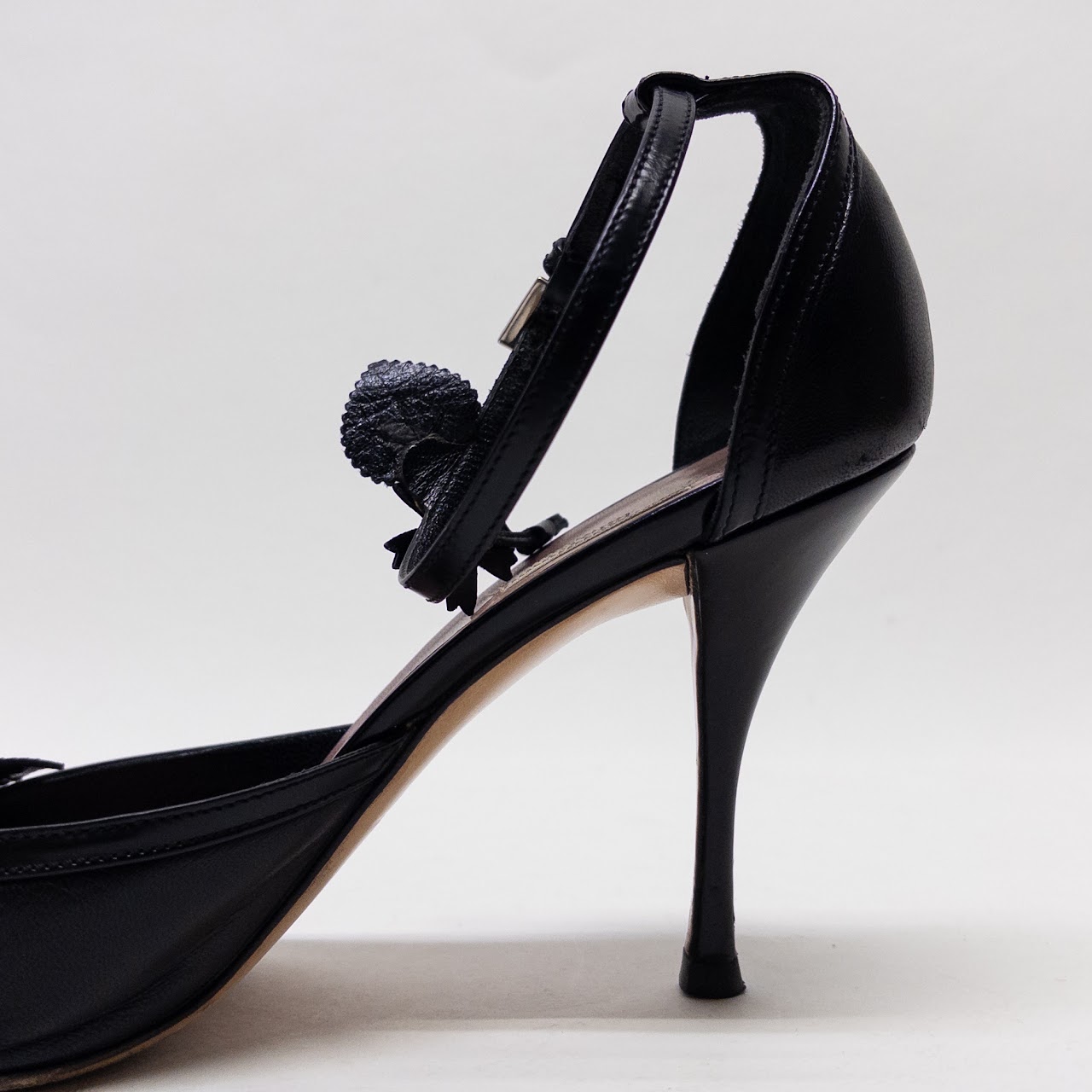 Prada Embellishment D'Orsay Ankle Strap Pumps