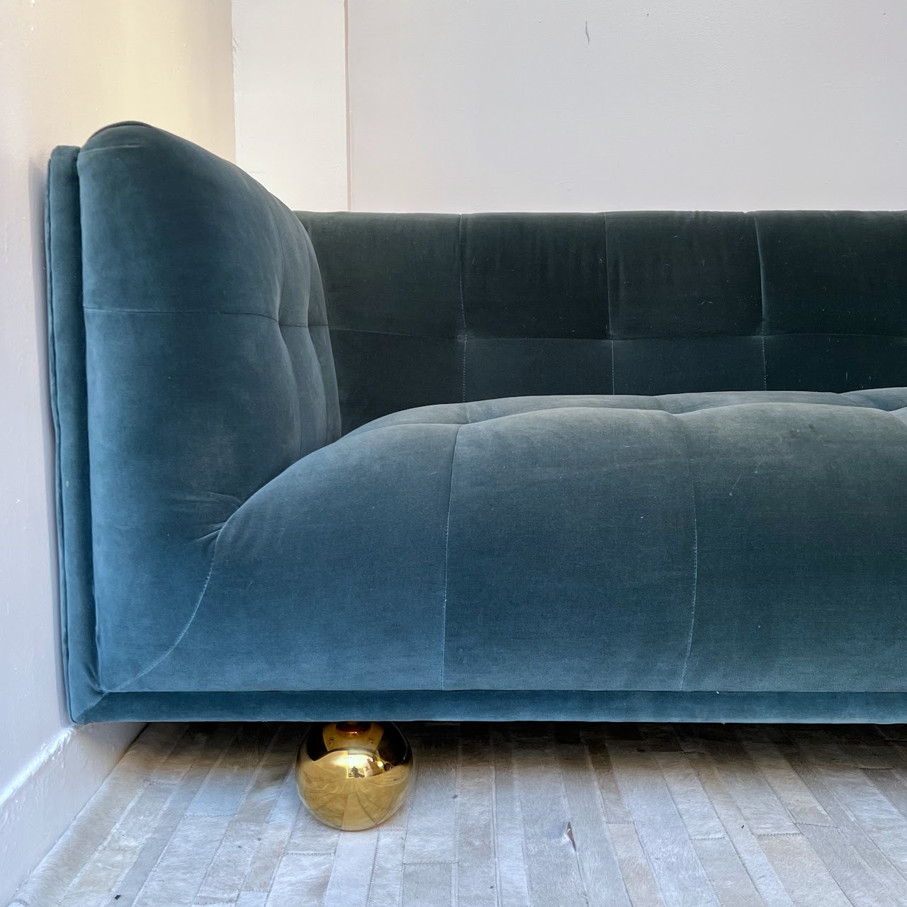 Jonathan Adler Claridge Teal Velvet Sofa