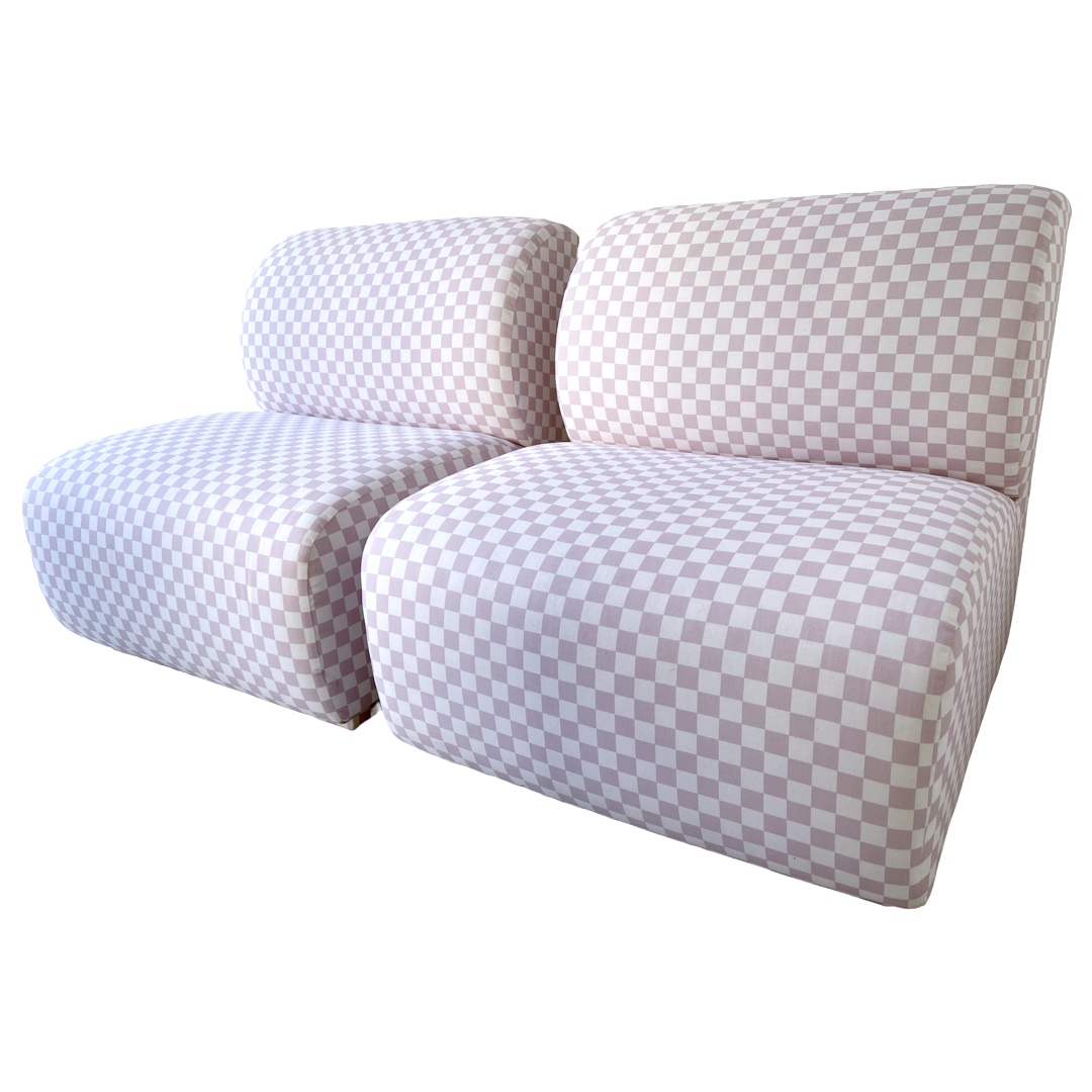 Skyline Furniture Dusty Mauve Checkerboard Slipper Chair Pair