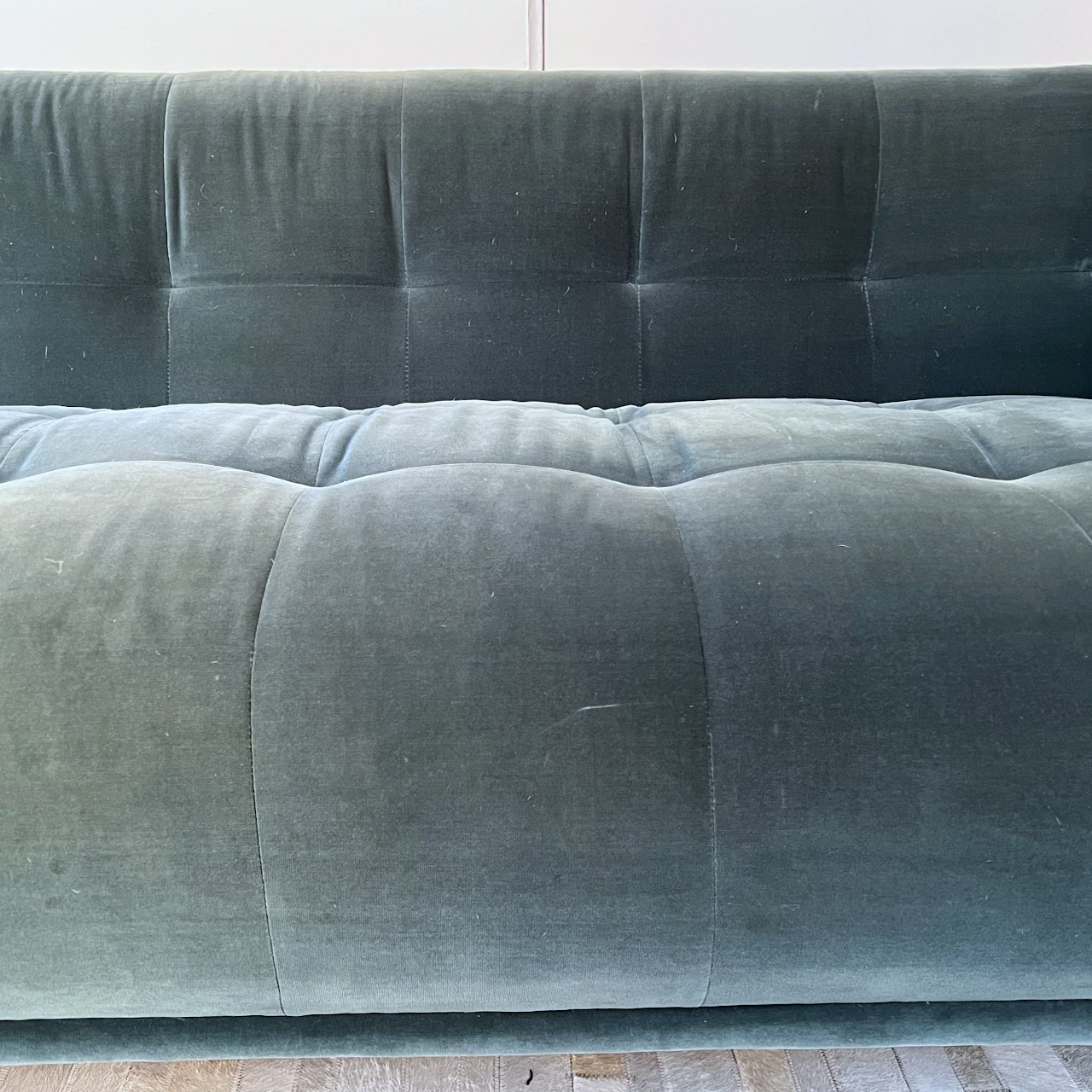 Jonathan Adler Claridge Teal Velvet Sofa