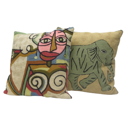 Crewel Graphic Throw Pillow Pair