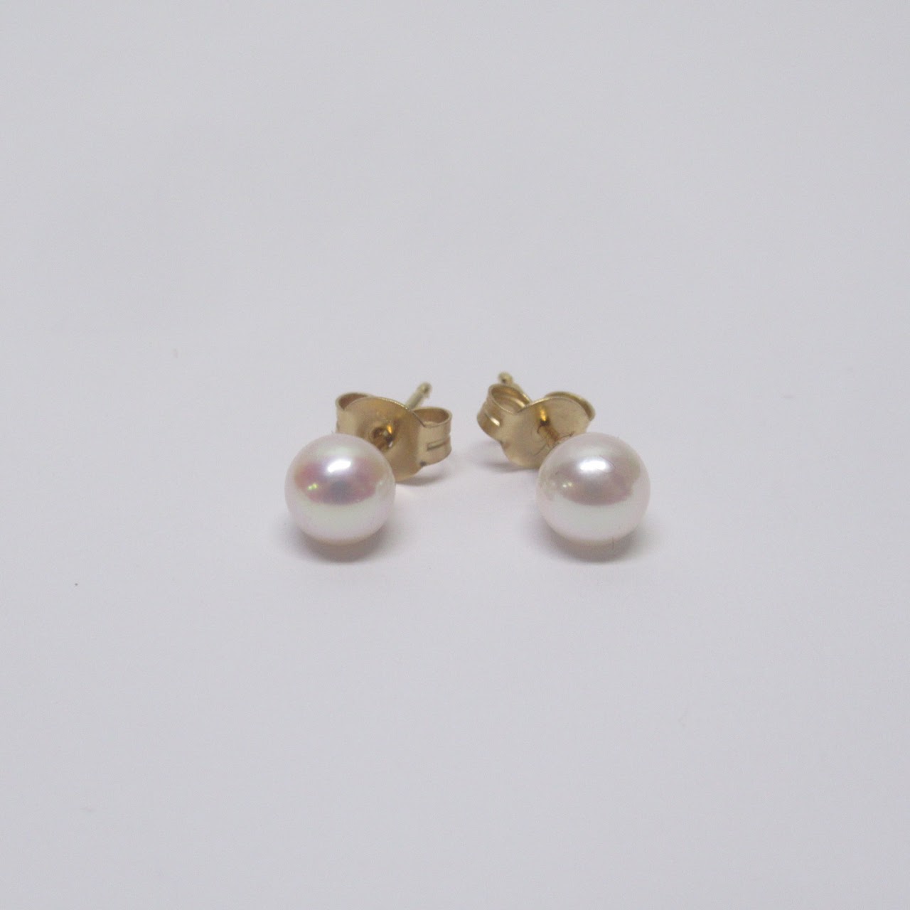 14K Gold & Pearl Post Earring Pair Duo