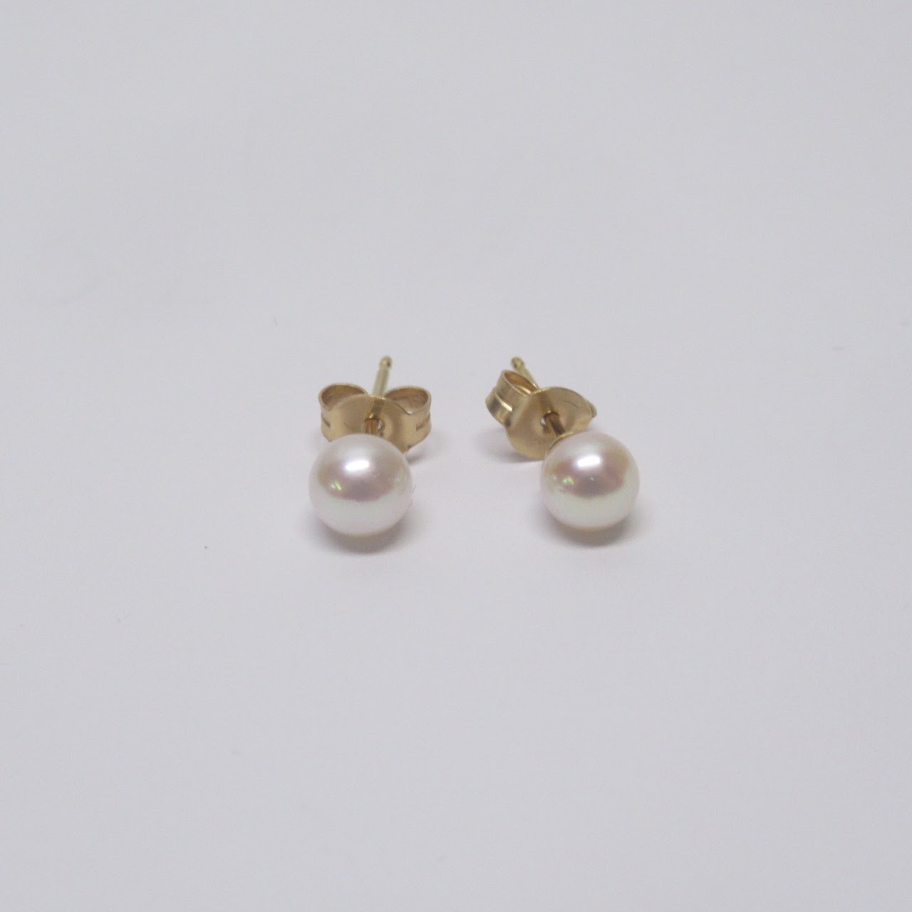 14K Gold & Pearl Post Earring Pair Duo