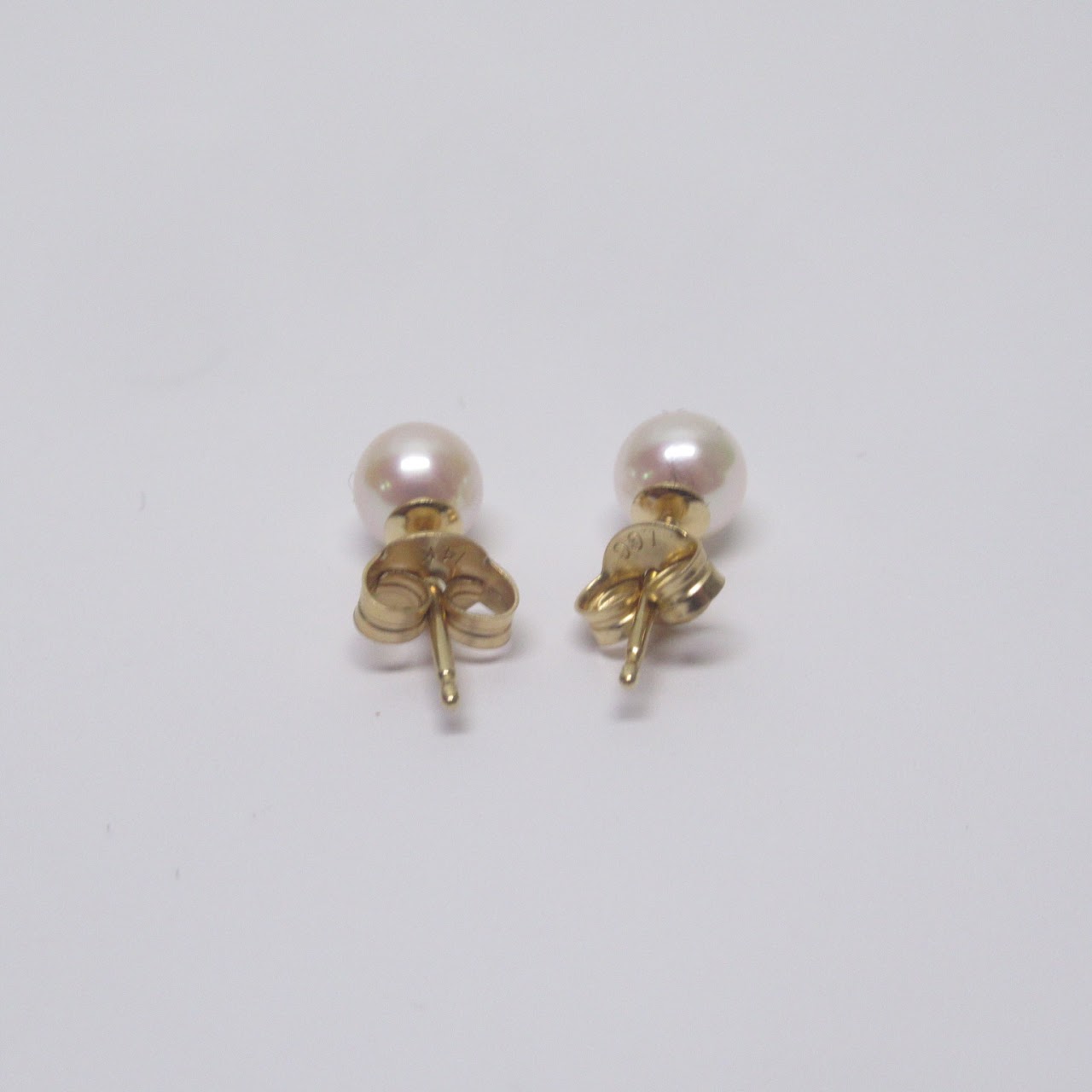 14K Gold & Pearl Post Earring Pair Duo