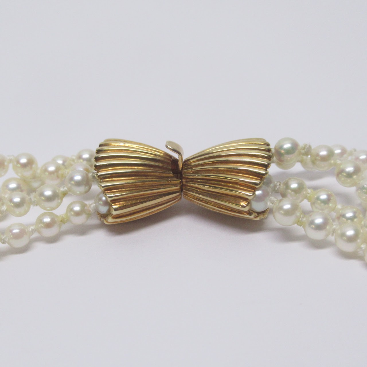 Pearl & 14K Gold Four Strand Necklace