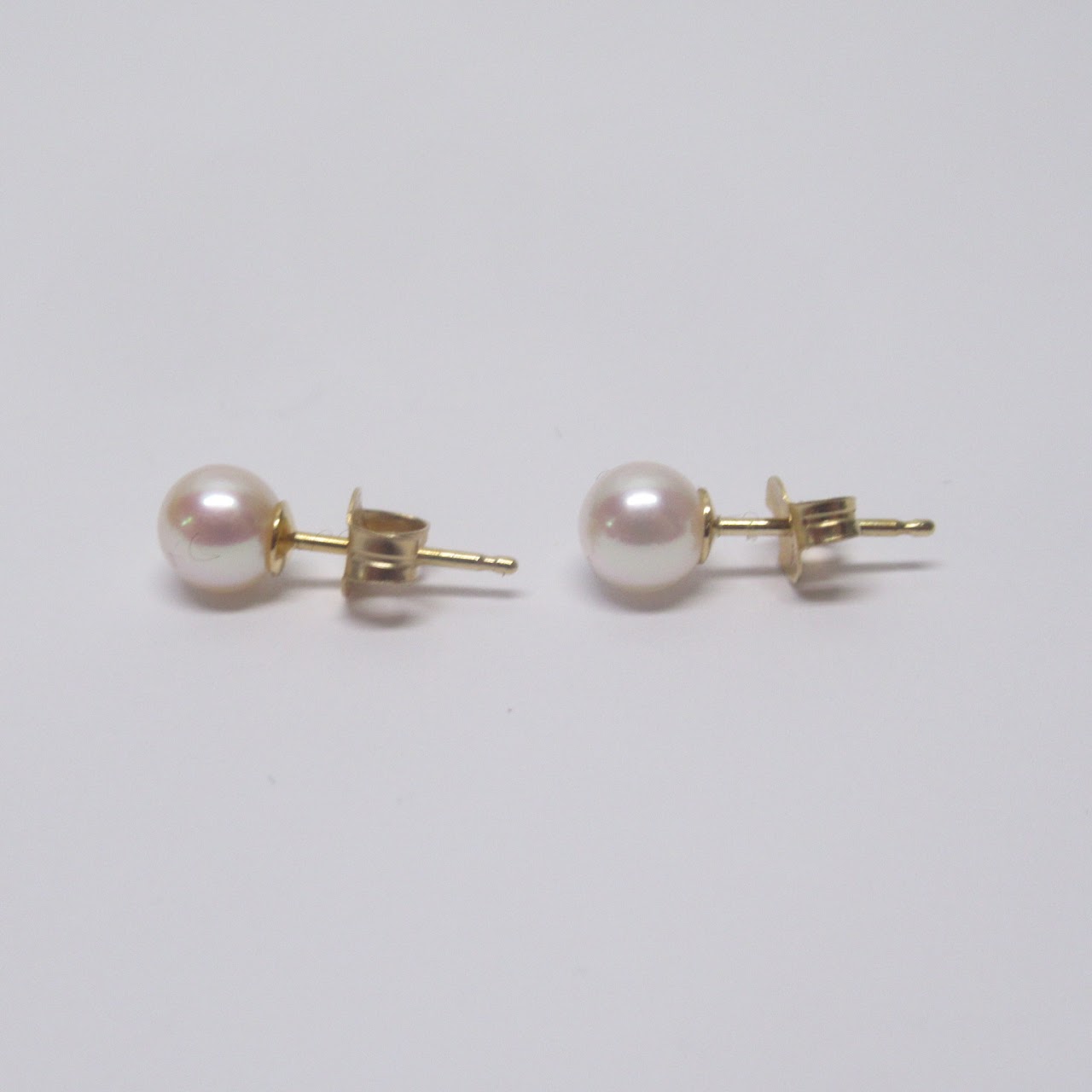 14K Gold & Pearl Post Earring Pair Duo