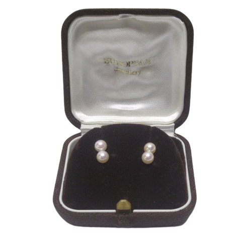 14K Gold & Pearl Post Earring Pair Duo