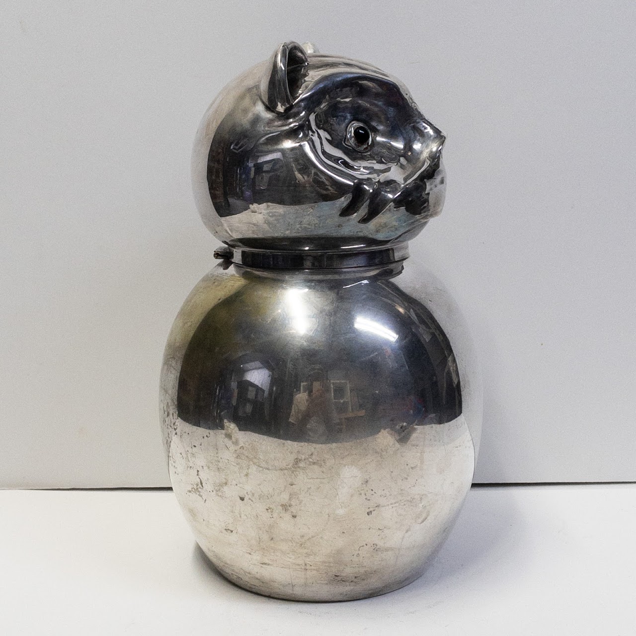 Bonwit Teller Vintage Silver-Plated Cat Jar