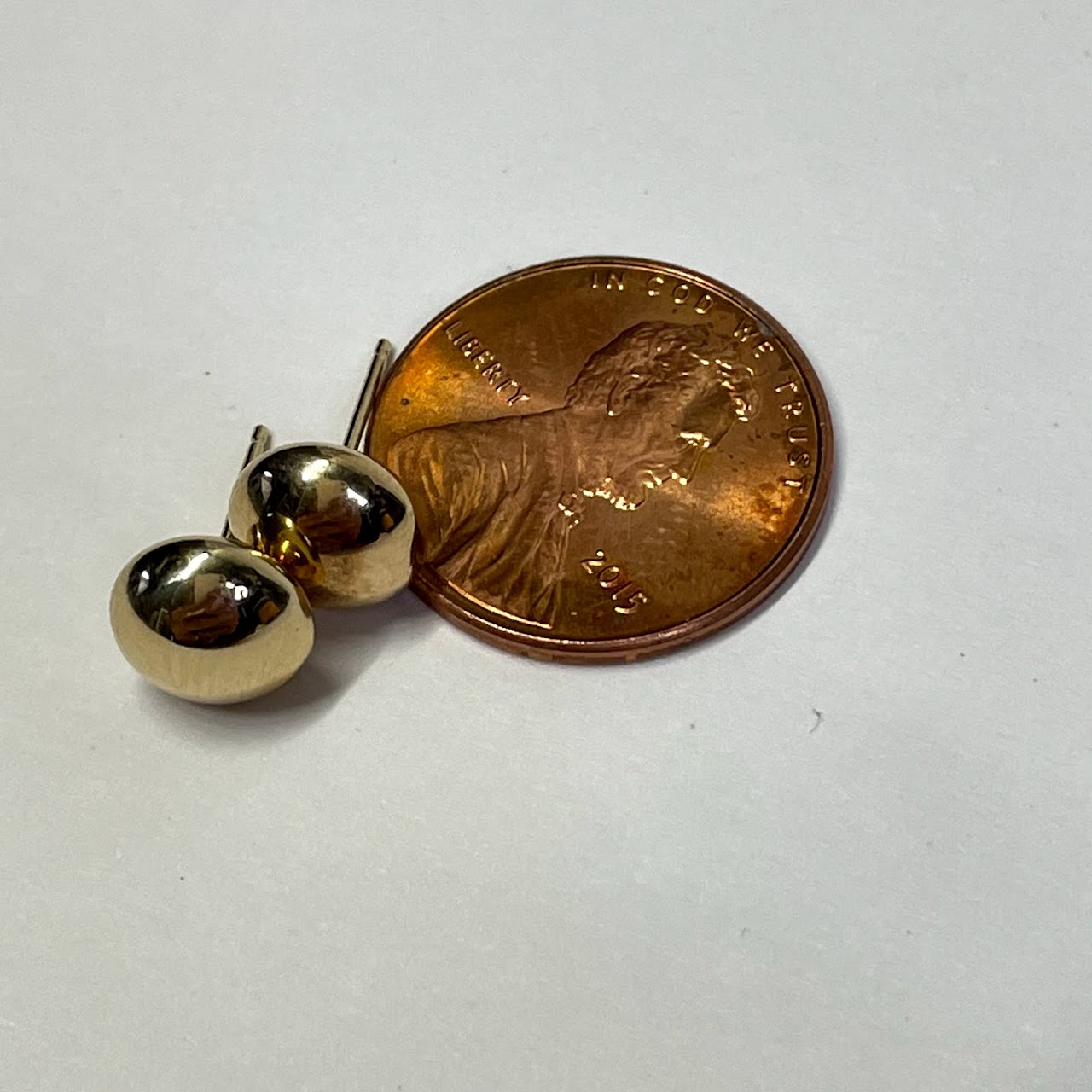 14K Gold Button Earrings