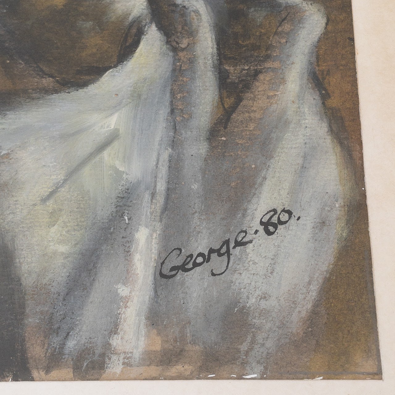 George Signed Portrait of a Man With Pipe