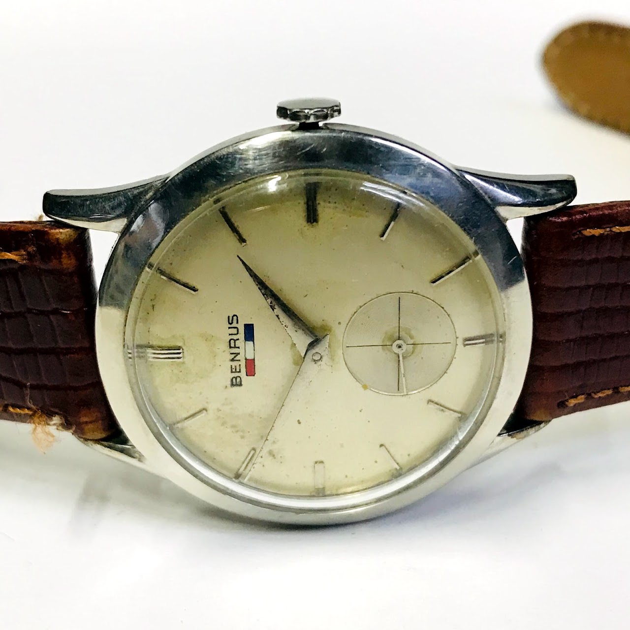 Benrus Vintage Watch Brown Strap